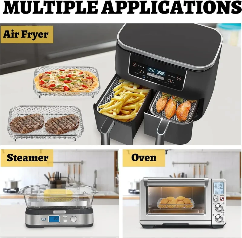 Grille Inox Air Fryer Rectangulaire - Lot de 3 Pièces