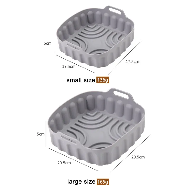 Moule Silicone Réutilisable Air Fryer Rond et Carré - Lot de 2 Pièces