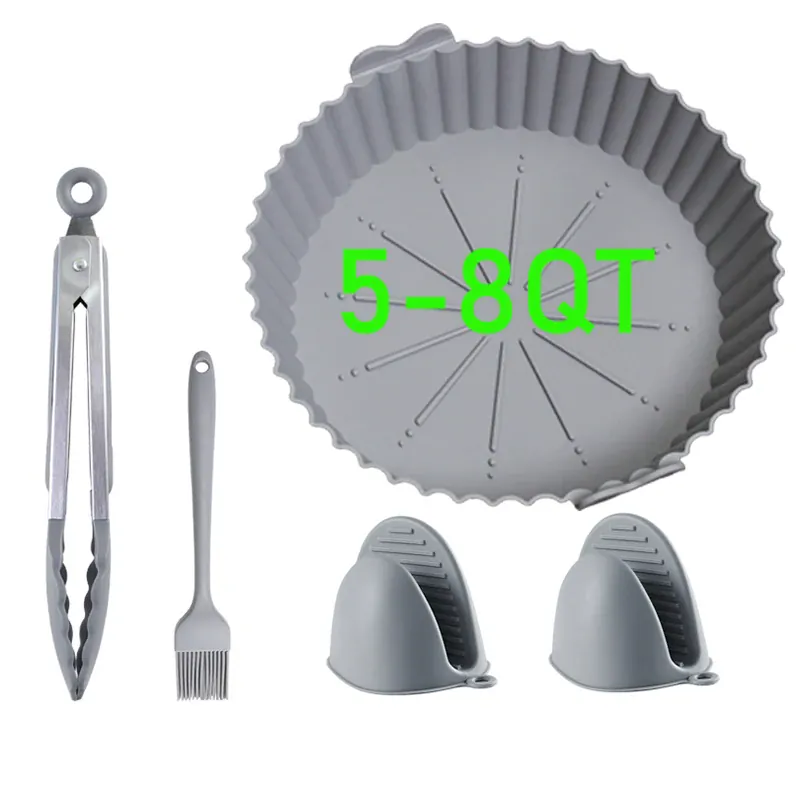 Moule Silicone Réutilisable Air Fryer Rond et Carré - Lot de 2 Pièces
