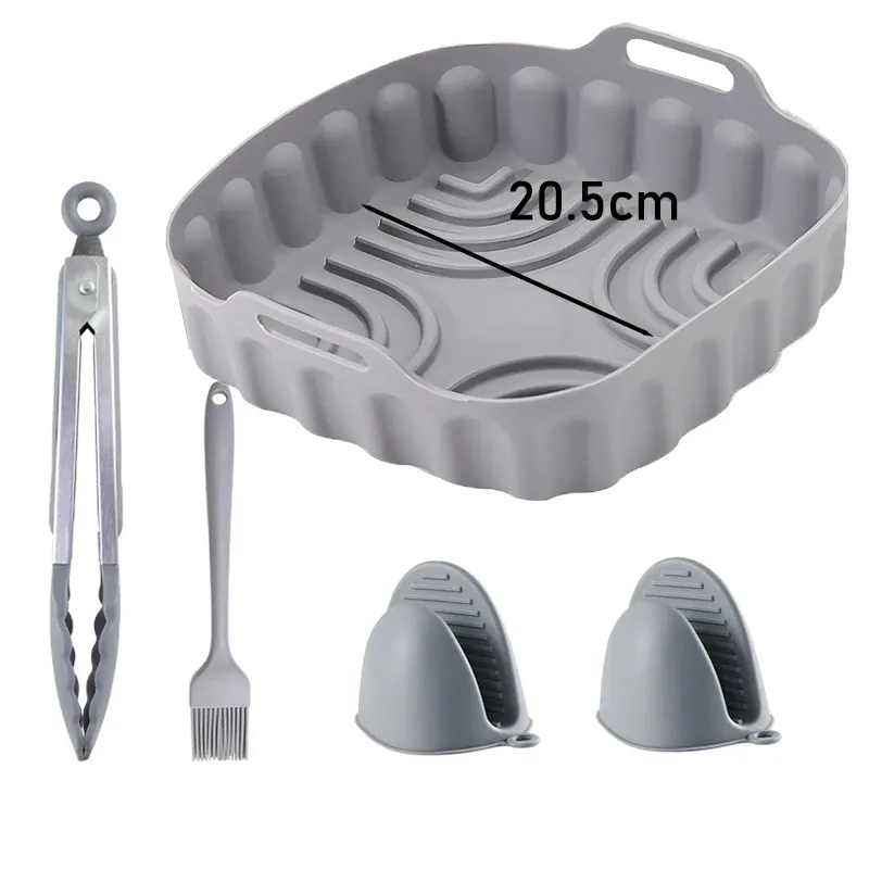 Moule Silicone Réutilisable Air Fryer Rond et Carré - Lot de 2 Pièces