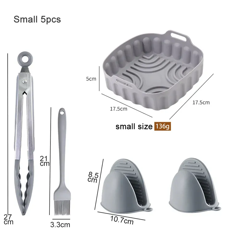 Moule Silicone Réutilisable Air Fryer Rond et Carré - Lot de 2 Pièces
