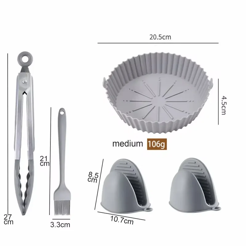 Moule Silicone Réutilisable Air Fryer Rond et Carré - Lot de 2 Pièces