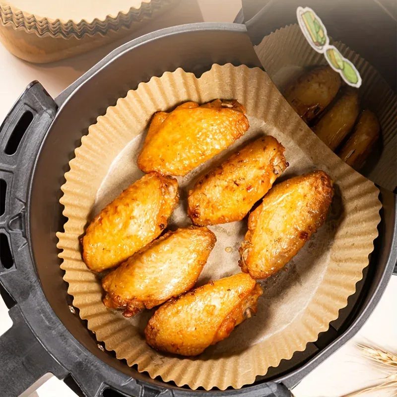Papier Cuisson Air Fryer Jetable Antidérapant Rond - Lot de 200