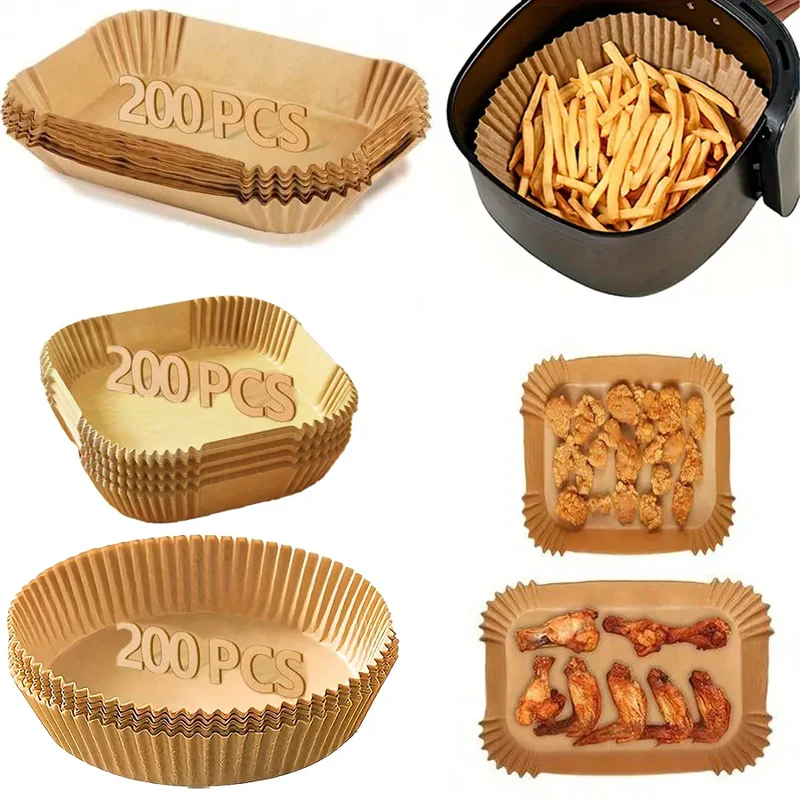 Papier Cuisson Air Fryer Jetable Rectangulaire Lot de 200 Pièces