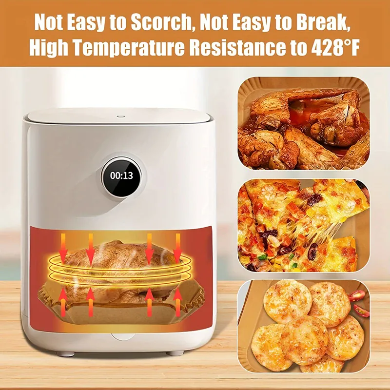Papier Cuisson Air Fryer Jetable Rectangulaire Lot de 200 Pièces