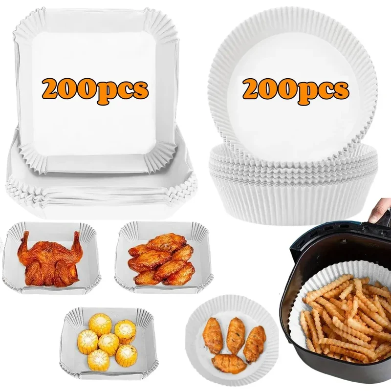 Papier Cuisson Air Fryer Jetable Antiadhésif Lot de 50 Pièces