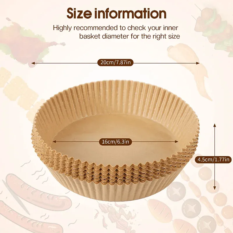 Papier Cuisson Air Fryer Jetable Antiadhésif Lot de 50 Pièces