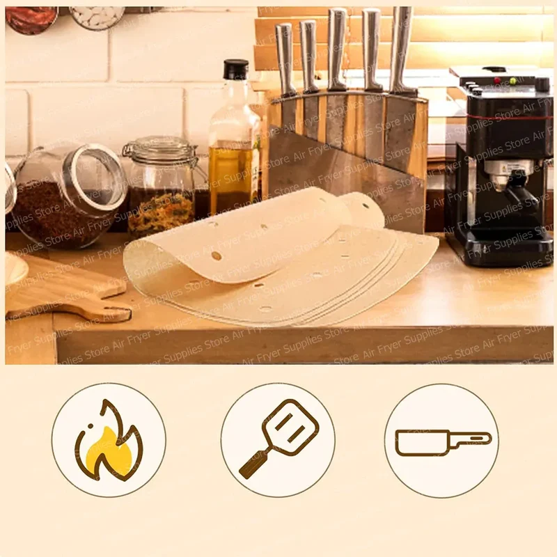 Papier Cuisson Air Fryer Jetable Antiadhésif Lot de 50 - 20 cm