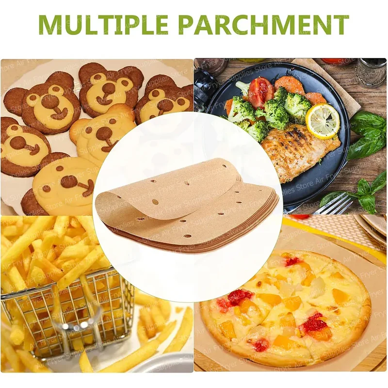 Papier Cuisson Air Fryer Jetable Antiadhésif Lot de 50 - 20 cm