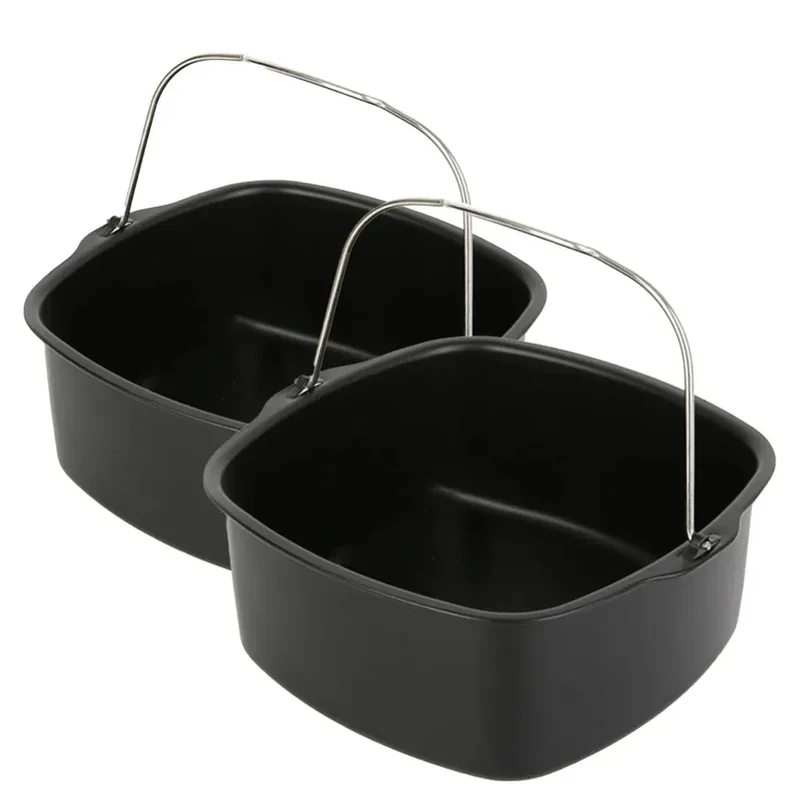 Moule à Gâteau Carré Antiadhésif pour Friteuse Air Fryer — 7 & 8 Pouces avec Poignée