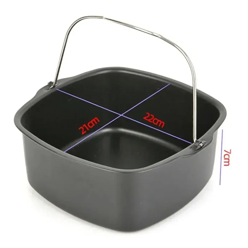Moule à Gâteau Carré Antiadhésif pour Friteuse Air Fryer — 7 & 8 Pouces avec Poignée