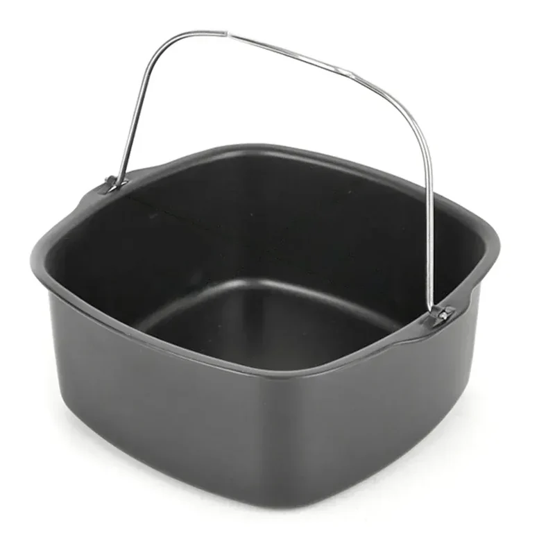 Moule à Gâteau Carré Antiadhésif pour Friteuse Air Fryer — 7 & 8 Pouces avec Poignée