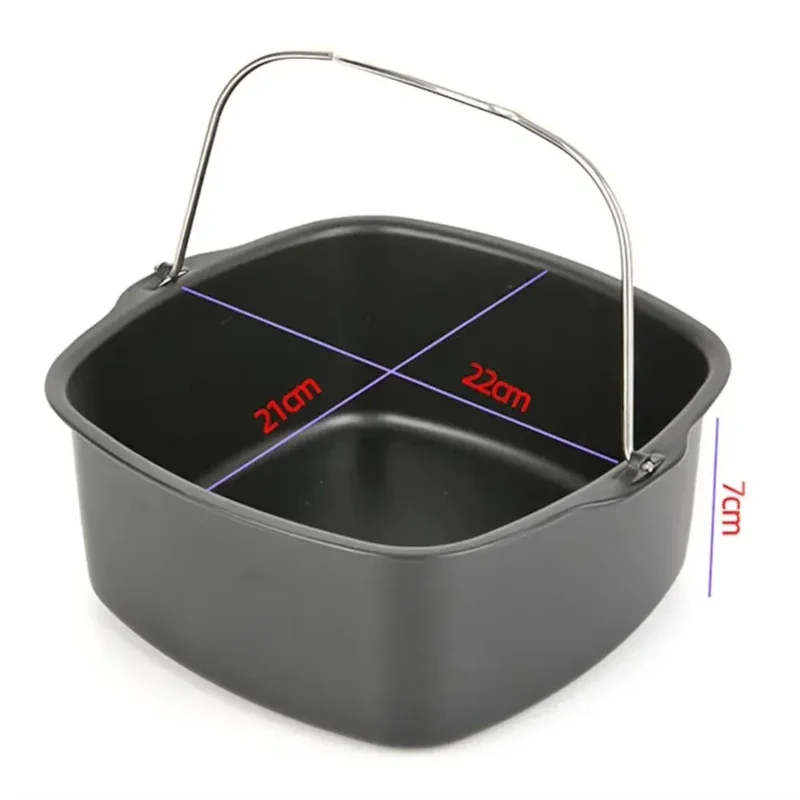 Moule à Gâteau Carré Antiadhésif pour Friteuse Air Fryer — 7 & 8 Pouces avec Poignée