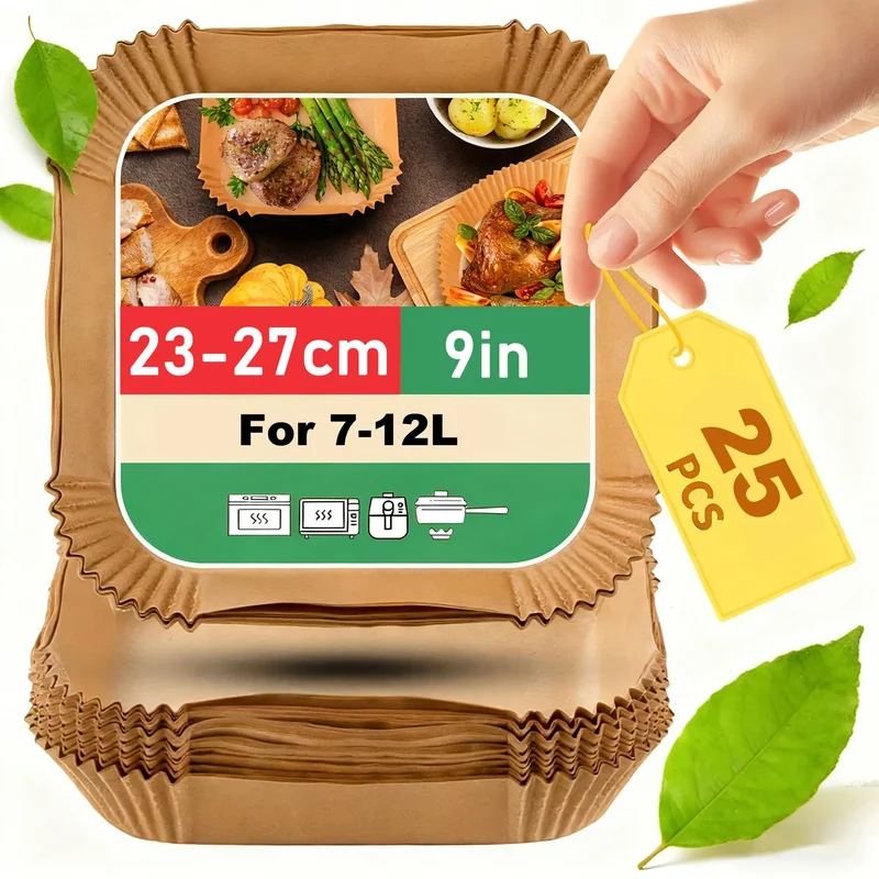 Papier Cuisson Jetable Air Fryer Carré 20 & 23 cm — 25 à 200 Feuilles