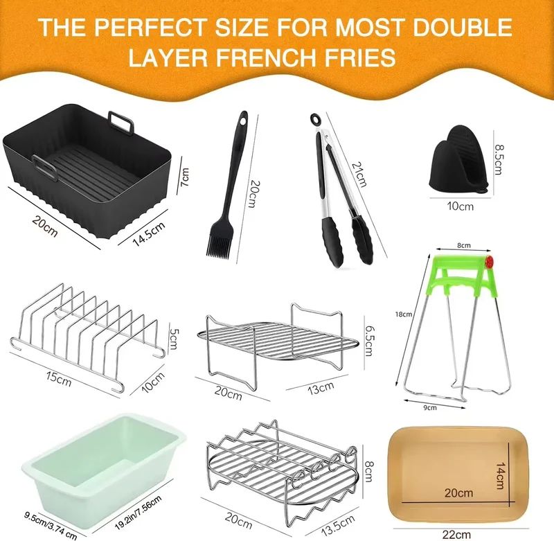 Kit Accessoires Friteuse Sans Huile - 10 Pièces Réutilisables