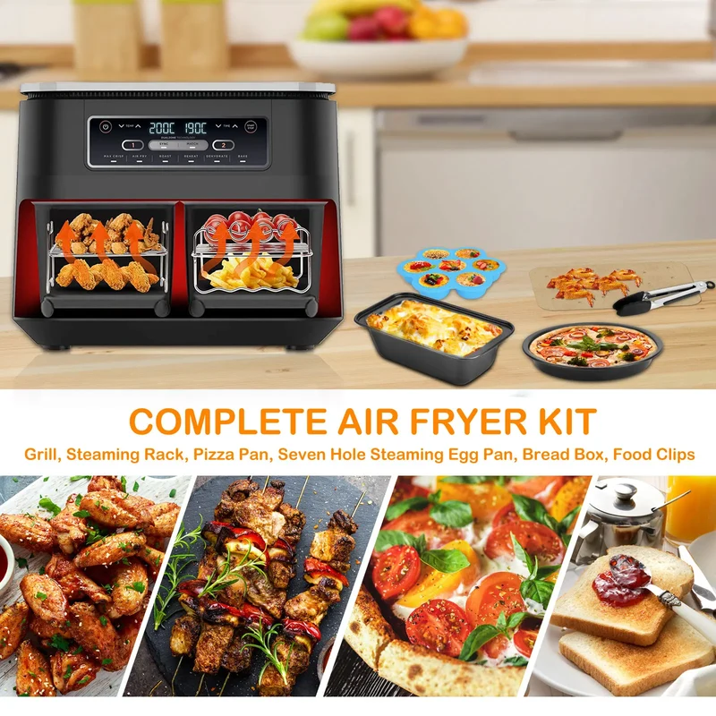 Kit Accessoires Air Fryer - 6 pièces Grille Moules Papiers Jetables
