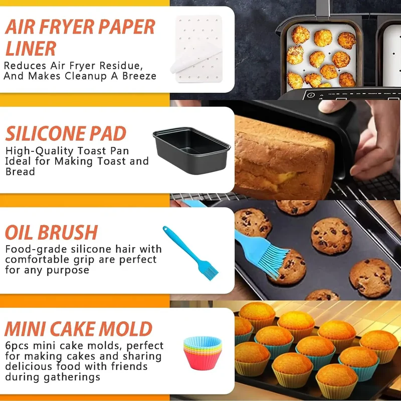 Kit Accessoires Air Fryer BBQ Grill et Moules à Pizza 9 pièces