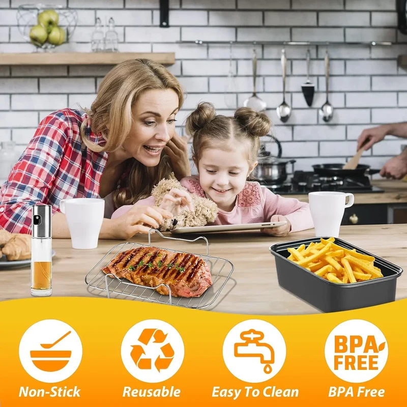 Kit Accessoires Air Fryer BBQ Grill et Moules à Pizza 9 pièces