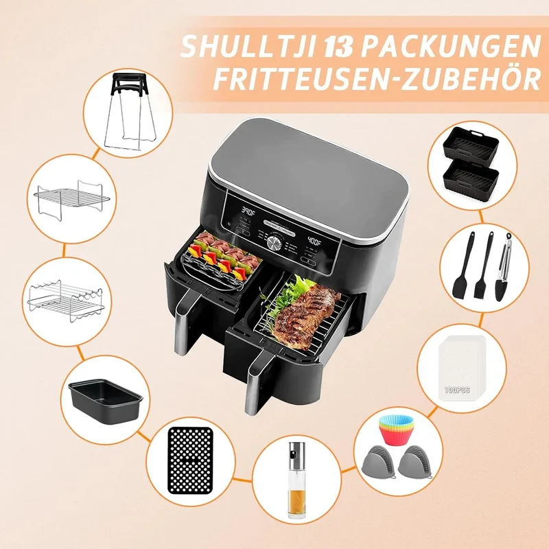 Kit Accessoires Air Fryer BBQ Grill et Moules à Pizza 9 pièces