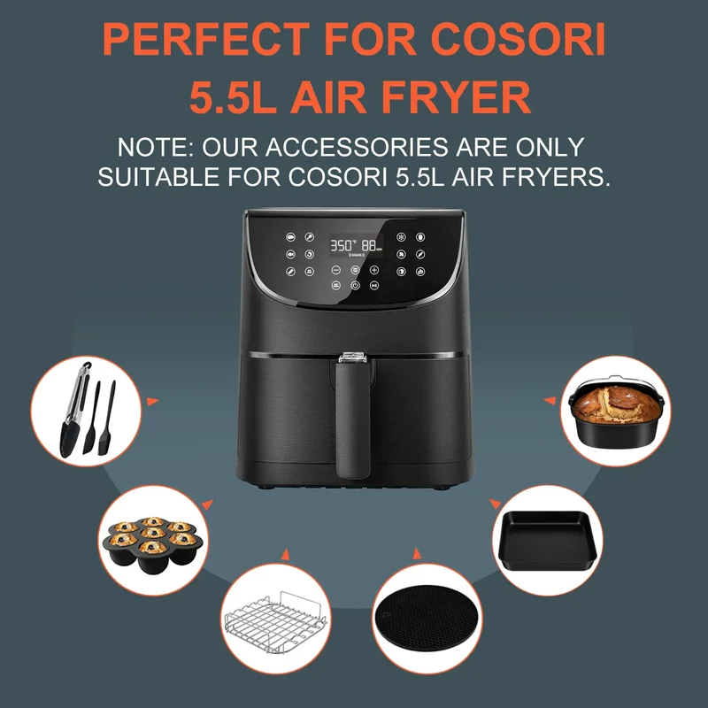 Kit Accessoires Friteuse à Air en Acier Inox - 6 Pièces Essentielles