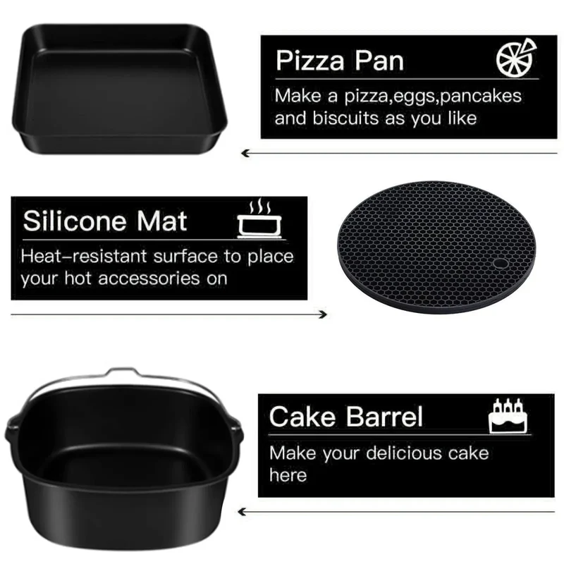 Kit Accessoires Friteuse à Air en Acier Inox - 6 Pièces Essentielles