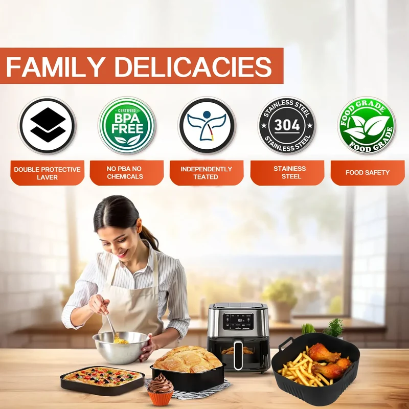 Grille Inox Air Fryer Rectangulaire 155x5 cm Réutilisable