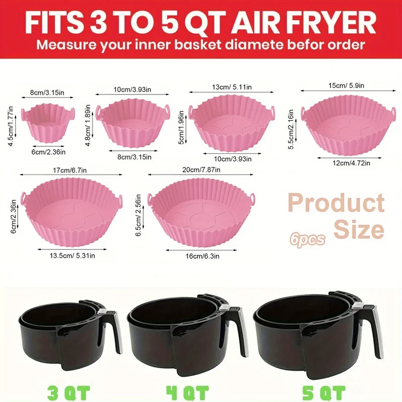 Kit Accessoires Silicones Air Fryer - Lot de 6 Pièces Réutilisables