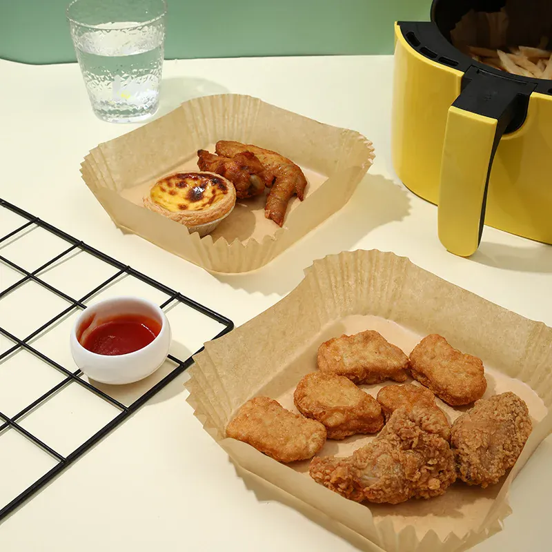 Papier Cuisson Air Fryer Jetable Antiadhésif Carré Lot de 50 Pièces