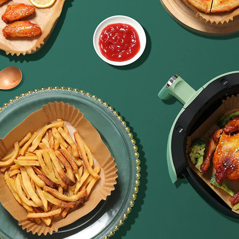 Papier Cuisson Air Fryer Jetable Antiadhésif Carré Lot de 50 Pièces