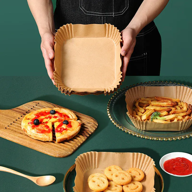 Papier Cuisson Air Fryer Jetable Antiadhésif Carré Lot de 50 Pièces