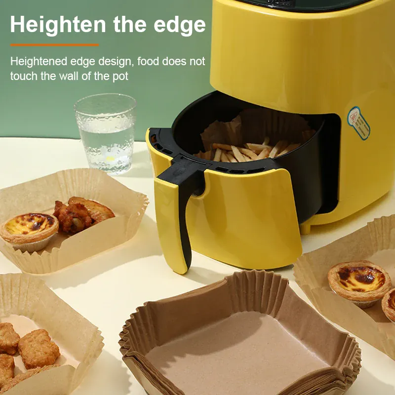 Papier Cuisson Air Fryer Jetable Antiadhésif Carré Lot de 50 Pièces