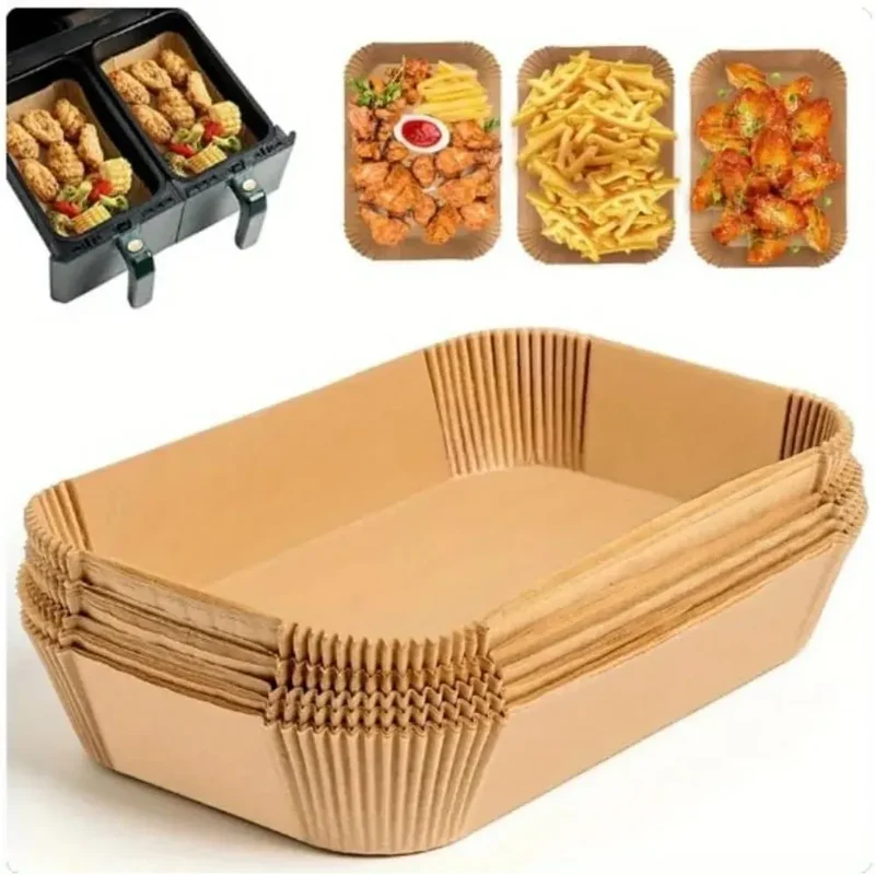Papier Cuisson Air Fryer Jetable Rectangulaire Lot de 100 Pièces