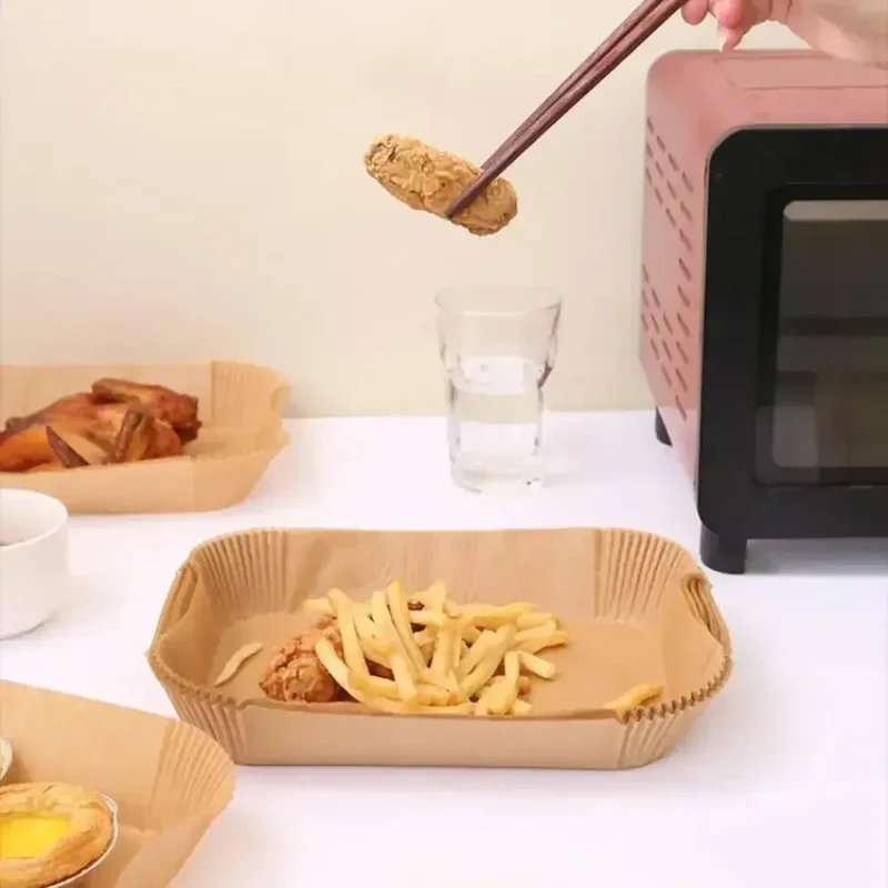 Papier Cuisson Air Fryer Jetable Rectangulaire Lot de 100 Pièces