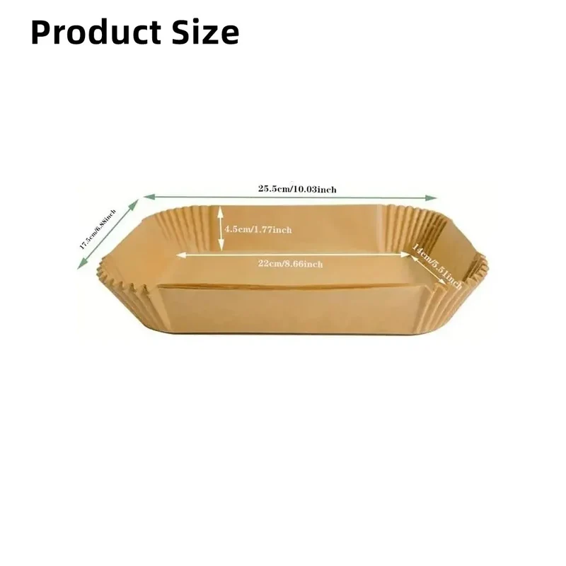 Papier Cuisson Air Fryer Jetable Rectangulaire Lot de 100 Pièces