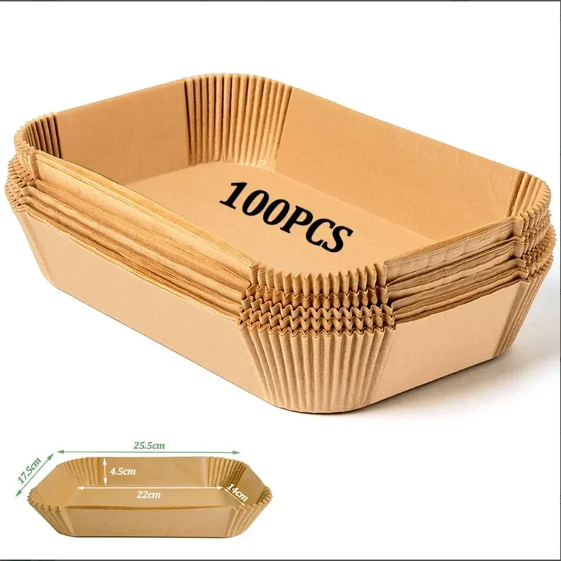 Papier Cuisson Air Fryer Jetable Rectangulaire Lot de 100 Pièces