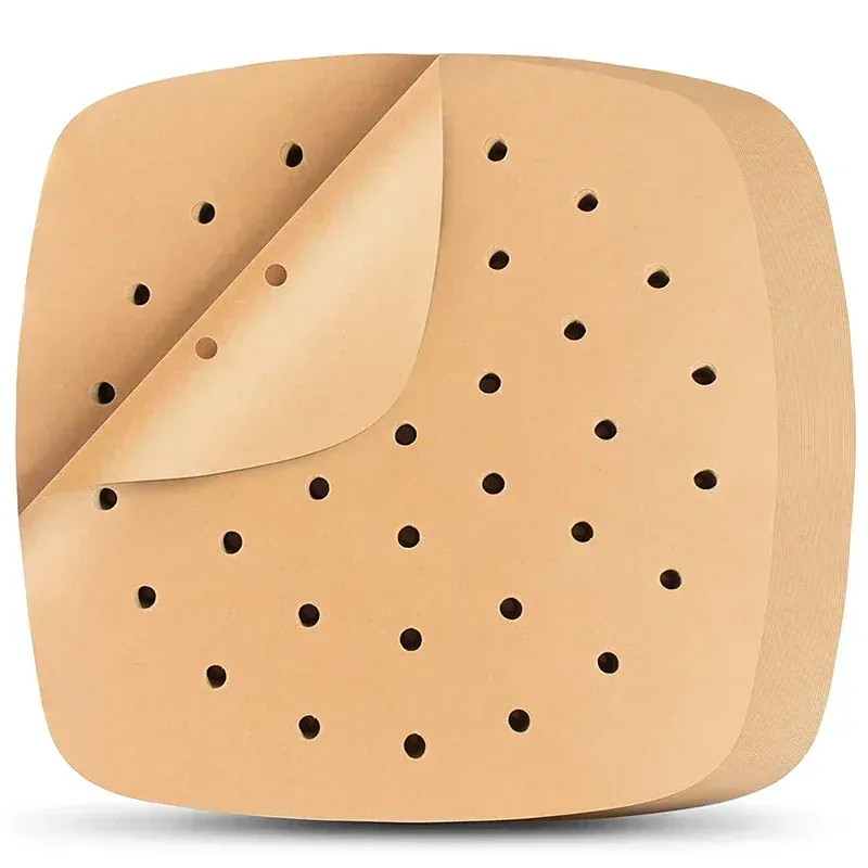 Papier Cuisson Air Fryer Jetable Carré Perforé - Lot de 100 Pièces
