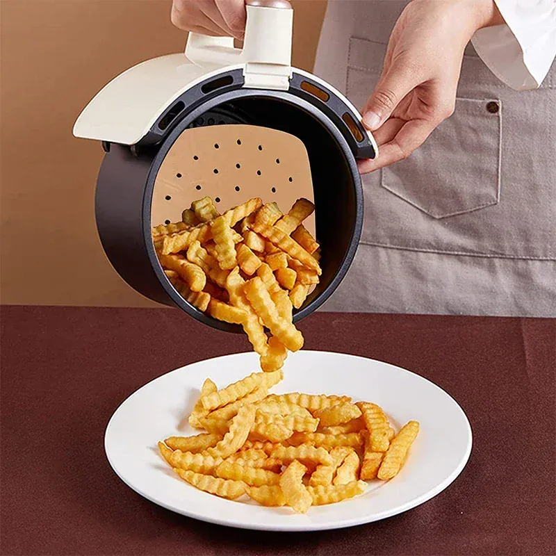Papier Cuisson Air Fryer Jetable Carré Perforé - Lot de 100 Pièces