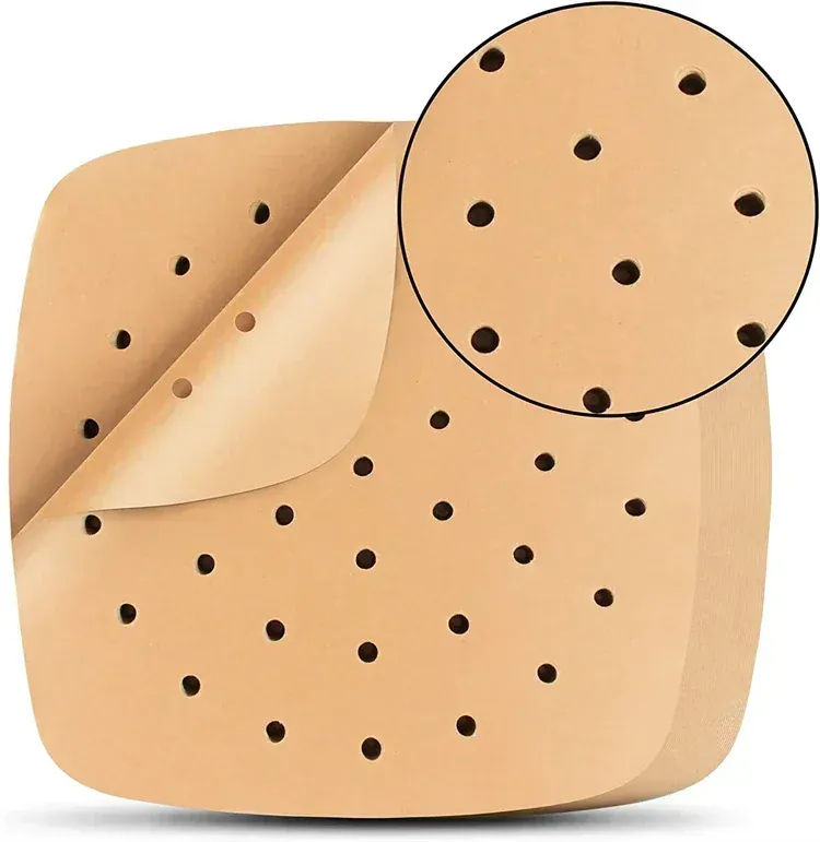 Papier Cuisson Air Fryer Jetable Carré Perforé - Lot de 100 Pièces