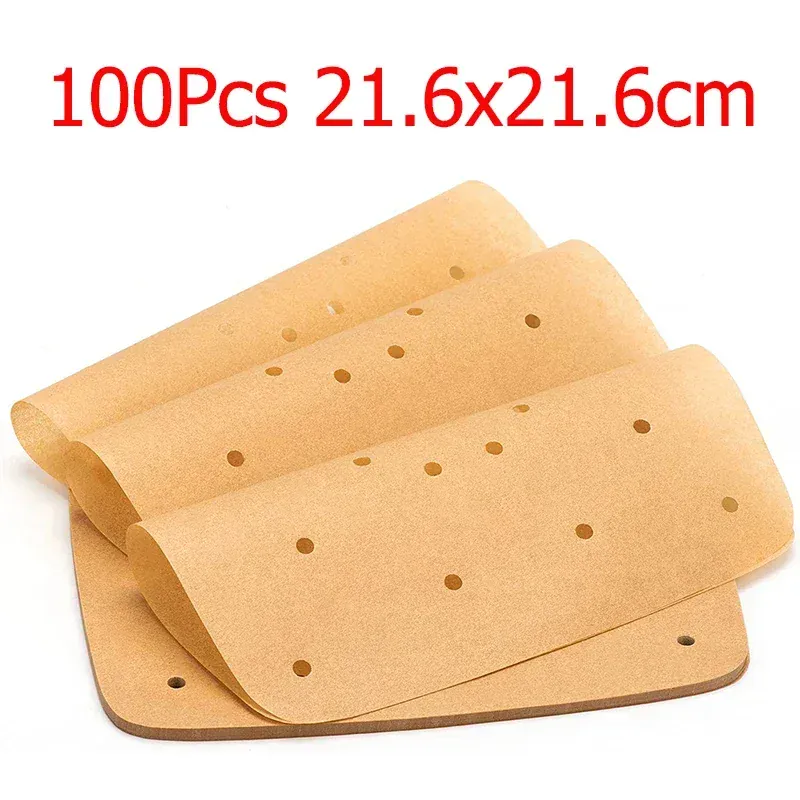 Papier Cuisson Air Fryer Jetable Carré Perforé - Lot de 100 Pièces