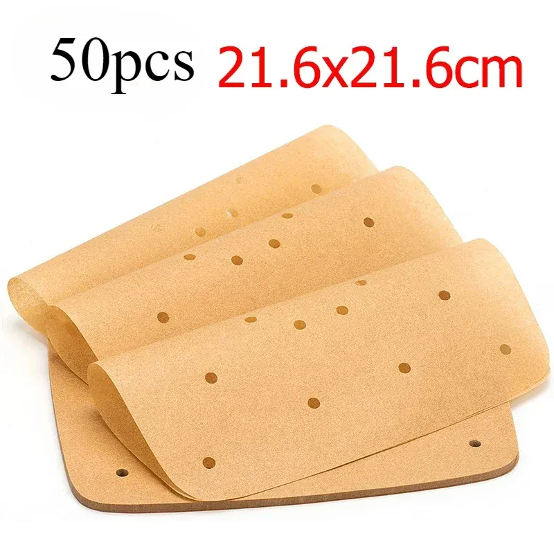 Papier Cuisson Air Fryer Jetable Carré Perforé - Lot de 100 Pièces