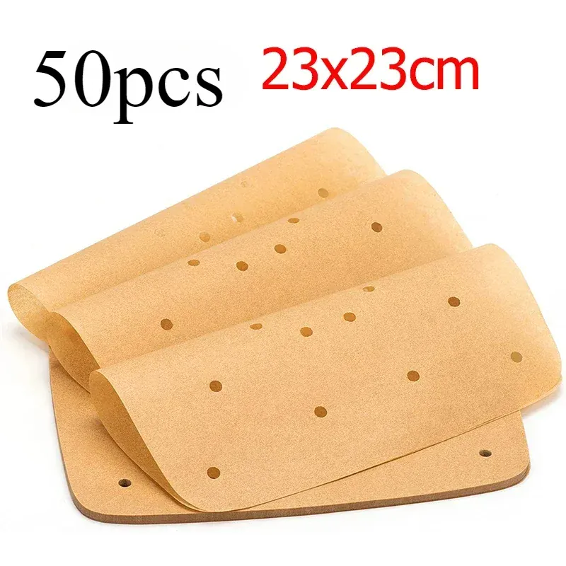 Papier Cuisson Air Fryer Jetable Carré Perforé - Lot de 100 Pièces