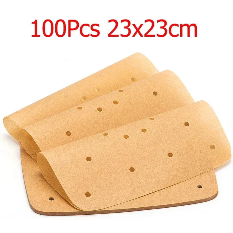 Papier Cuisson Air Fryer Jetable Carré Perforé - Lot de 100 Pièces