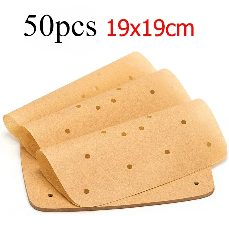 Papier Cuisson Air Fryer Jetable Carré Perforé - Lot de 100 Pièces