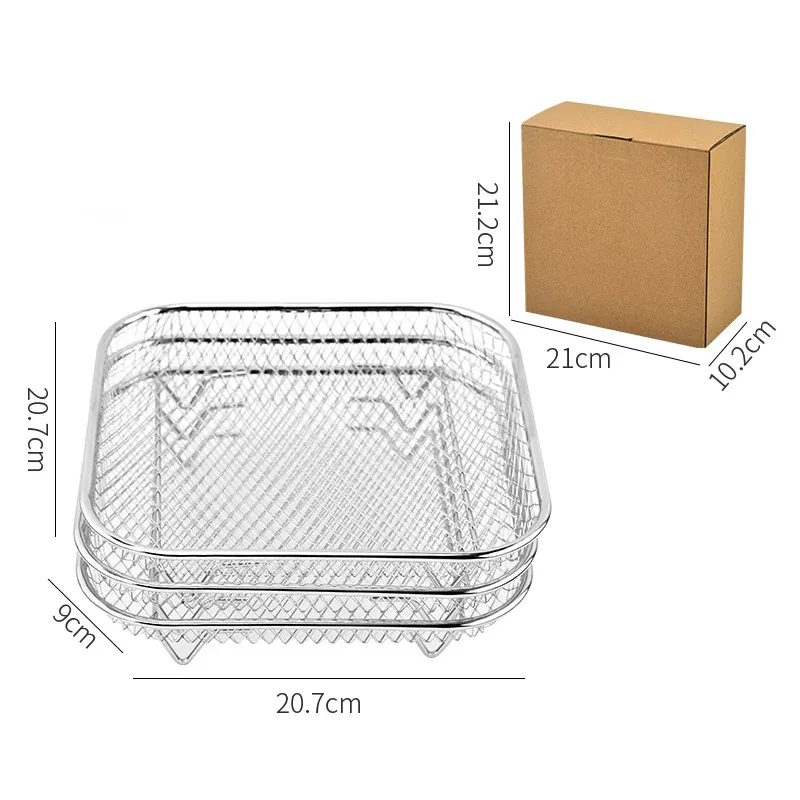 Grille Inox Air Fryer 3 Niveaux Empilable - Accessoire Cuisine