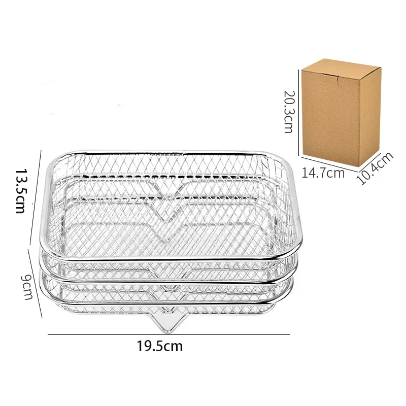 Grille Inox Air Fryer 3 Niveaux Empilable - Accessoire Cuisine