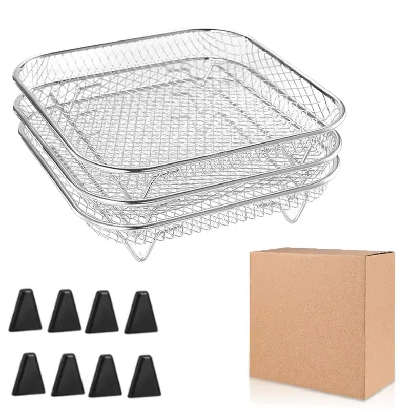 Grille Inox Air Fryer 3 Niveaux Empilable - Accessoire Cuisine