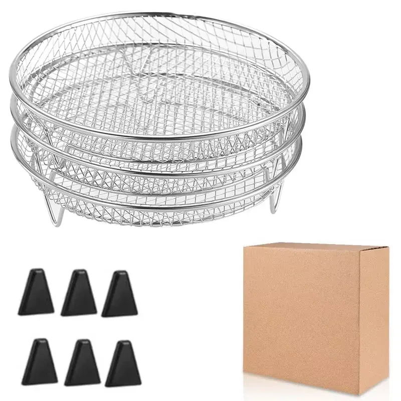 Grille Inox Air Fryer 3 Niveaux Empilable - Accessoire Cuisine