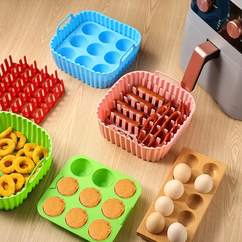 Moules Silicone Air Fryer Réutilisables Lot de 2 Pièces Carrés