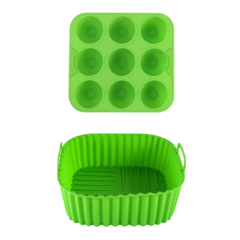 Moules Silicone Air Fryer Réutilisables Lot de 2 Pièces Carrés