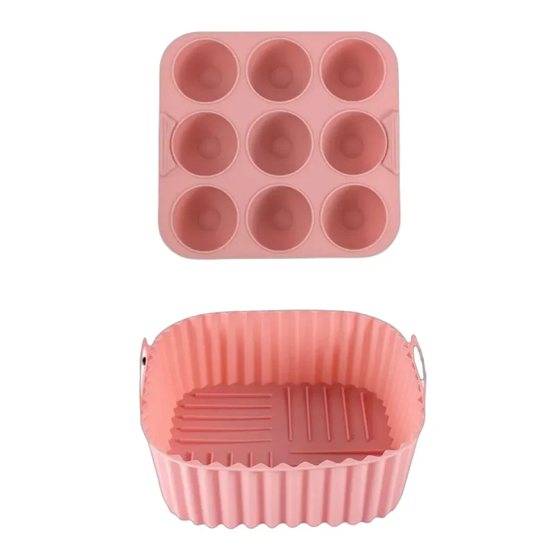Moules Silicone Air Fryer Réutilisables Lot de 2 Pièces Carrés